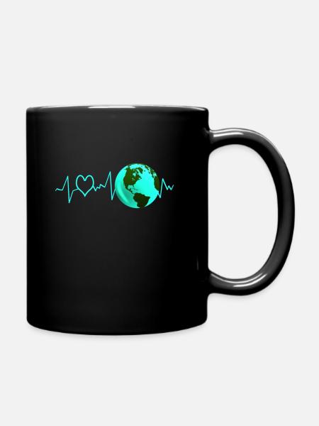 Protection de l'environnement Protection du climat Battement de coeur Jour de la Terre - Mug uni - noir