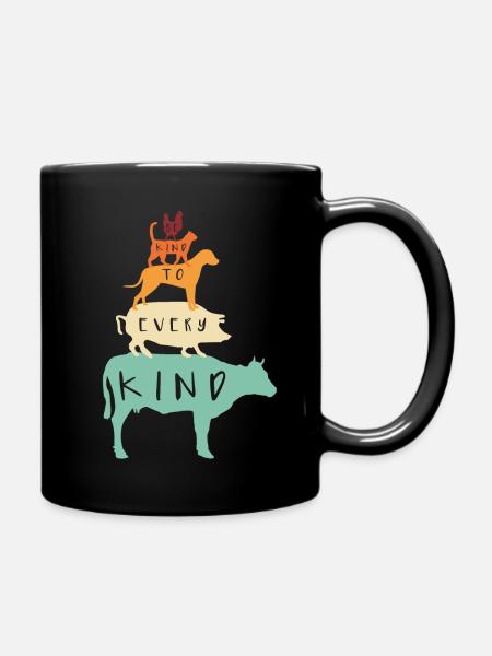 VEGAN be kind to every kind vintage retro - Tasse einfarbig - Schwarz
