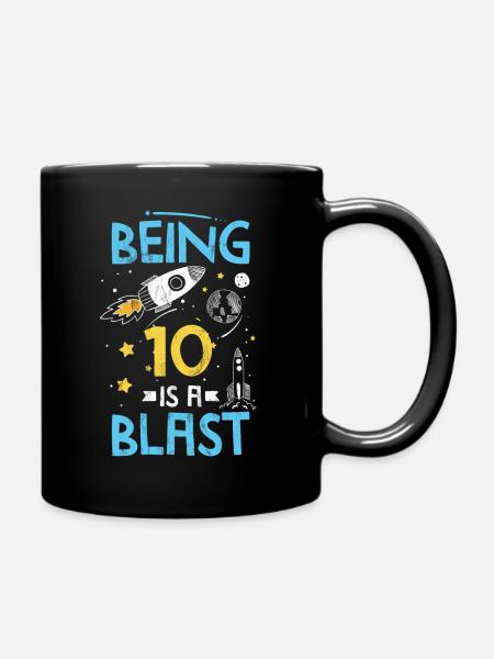 Rakete des Sonnensystems zum Weltraum-Geburtstag, der 10 ist - Tasse einfarbig - Schwarz