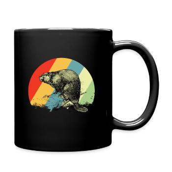 Biber Retro - Tasse einfarbig - Schwarz - Rechts