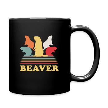 Castor Retro - Mug uni - noir - Droite
