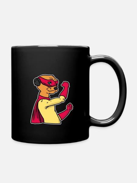 Erdmännchen Superheld Geschenk - Tasse einfarbig - Schwarz