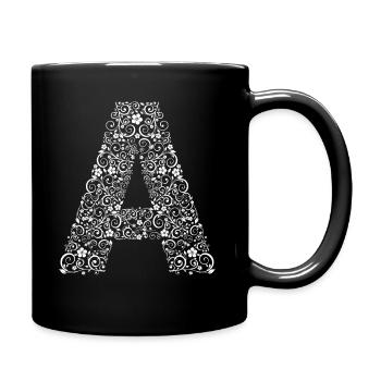 Buchstabe A - Tasse einfarbig - Schwarz - Rechts