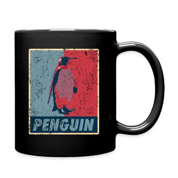 Pinguin Retro - Tasse einfarbig - Schwarz - Rechts