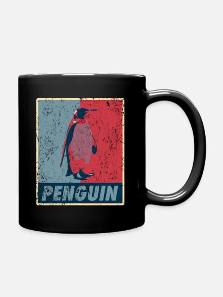 Pinguin Retro - Tasse einfarbig - Schwarz