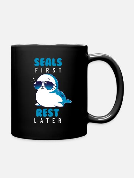 Robbe Tier Sommer Geschenk - Tasse einfarbig - Schwarz