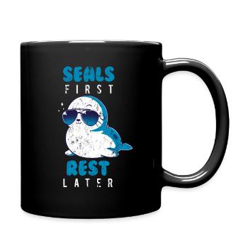Robbe Meer Strand - Tasse einfarbig - Schwarz - Rechts