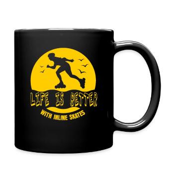 Inlineskater Rollschuhe Sport Fitness Geschenk - Tasse einfarbig - Schwarz - Rechts