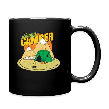 Camping Glücklich Berge Zelt Geschenk - Tasse einfarbig - Schwarz - Rechts