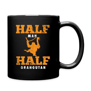 Orangutan Tierschutz - Tasse einfarbig - Schwarz - Rechts