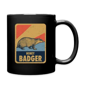 Honigdachs Retro - Tasse einfarbig - Schwarz - Rechts