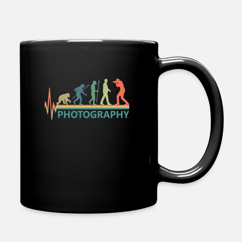 evolution photography retro vintage heartbeat - Full Colour Mug - black