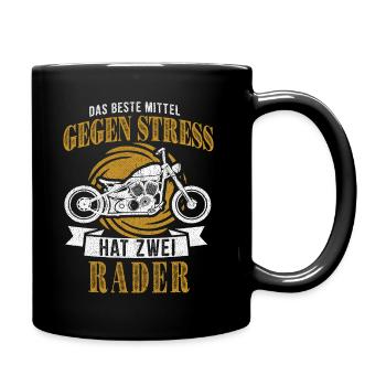 Motorradfahrer Das Beste Mittel Gegen Stress - Tasse einfarbig - Schwarz - Rechts