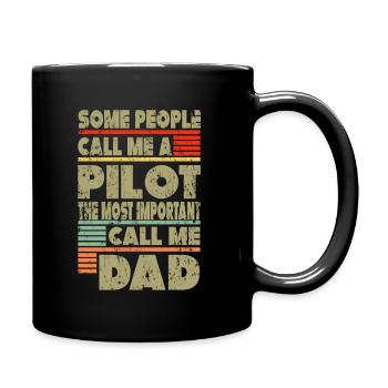 Pilot Papa Geschenk - Tasse einfarbig - Schwarz - Rechts