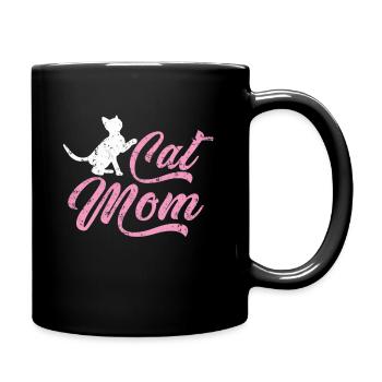 Katzen Mama - Tasse einfarbig - Schwarz - Rechts