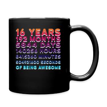 16 ans - Mug uni - noir - Droite