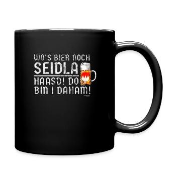 Franken Seidla Geschenk für Fränkische Biertrinker - Tasse einfarbig - Schwarz - Rechts