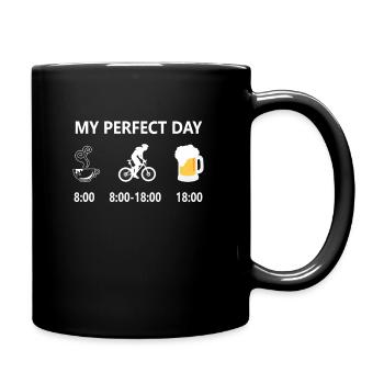 My perfect Day - Kaffee - Radfahren - Bier trinken - Tasse einfarbig - Schwarz - Rechts