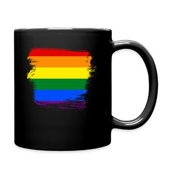 Regenbogenfahne LGBT - Tasse einfarbig - Schwarz - Rechts