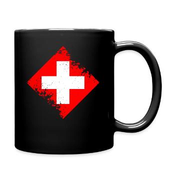 Schweiz Flagge - Tasse einfarbig - Schwarz - Rechts