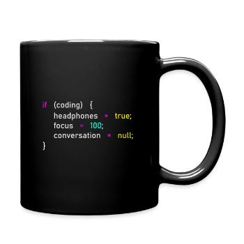 Programmieren Fokus Kopfhörer Tunnel - Tasse einfarbig - Schwarz - Rechts