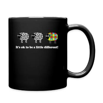 Its ok to be a little different autism sheep - Full Colour Mug - black - Right