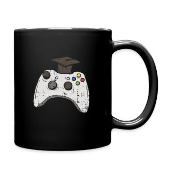 Gambler Gamer Graduation Hat Gamepad with Doctor's Hat - Full Colour Mug - black - Right