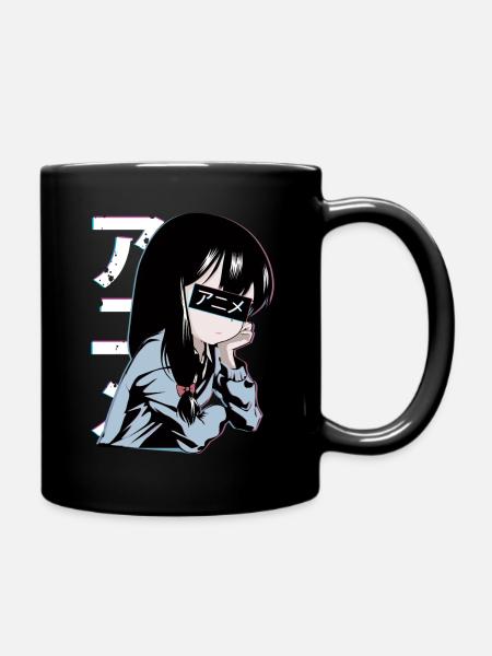 Anime Mädchen - Enfärgad mugg - svart