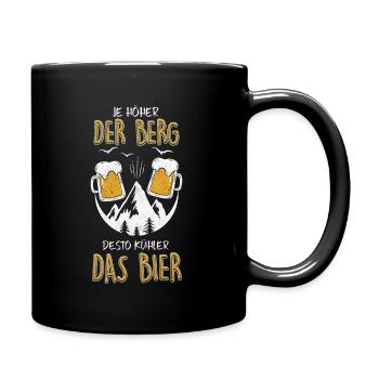 Berg Bier TShirt Je höher der Berg desto kühler... - Tasse einfarbig - Schwarz - Rechts