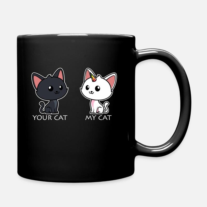 Deine Katze Meine Katze - Tasse einfarbig - Schwarz