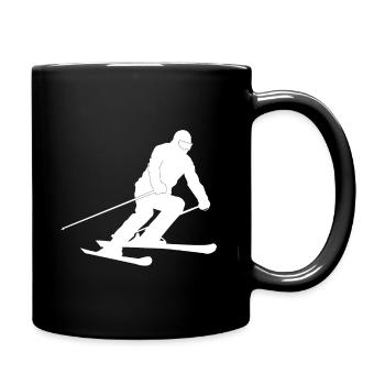 Skifahrer Silhouette - Tasse einfarbig - Schwarz - Rechts