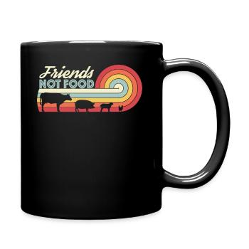 Friends not Food Vegan Vintage Retro - Tasse einfarbig - Schwarz - Rechts