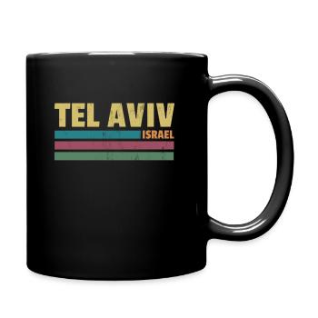 Vintage 1980S Style Tel Aviv Israel Design - Full Colour Mug - black - Right