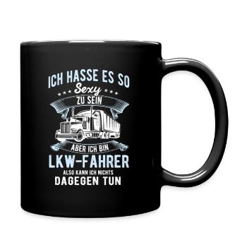 Sexy LKW Fahrer Trucker Fernfahrer Retro Geschenk - Tasse einfarbig - Schwarz - Rechts