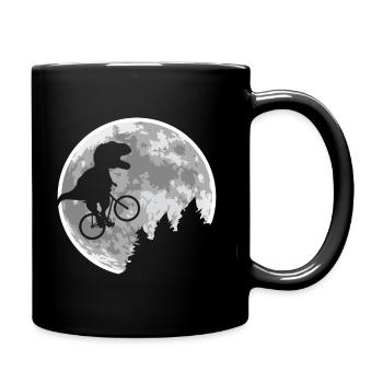Dino Bicycle Flying Moon - Full Colour Mug - black - Right