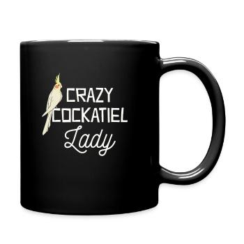 Crazy Cockatiel Lady Graphic - Yellow Cockatiel - Full Colour Mug - black - Right
