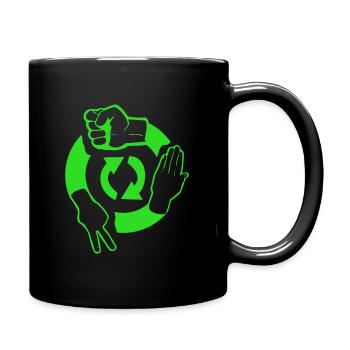 Dynamic scissors stone paper symbols - Full Colour Mug - black - Right