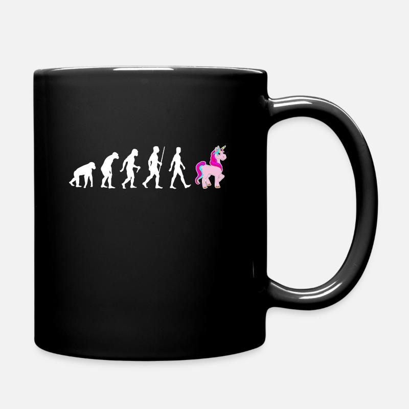 Funny Unicorn Evolution Fantasy Fairy Tales Gift - Full Colour Mug - black
