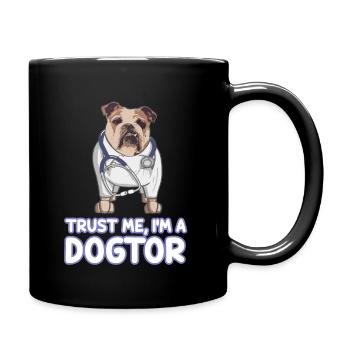 Trust Me I'm A Dogtor Bulldog - Full Colour Mug - black - Right