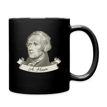 Hamilton écoute de la musique imprimer - drôle - Mug uni - noir - Droite