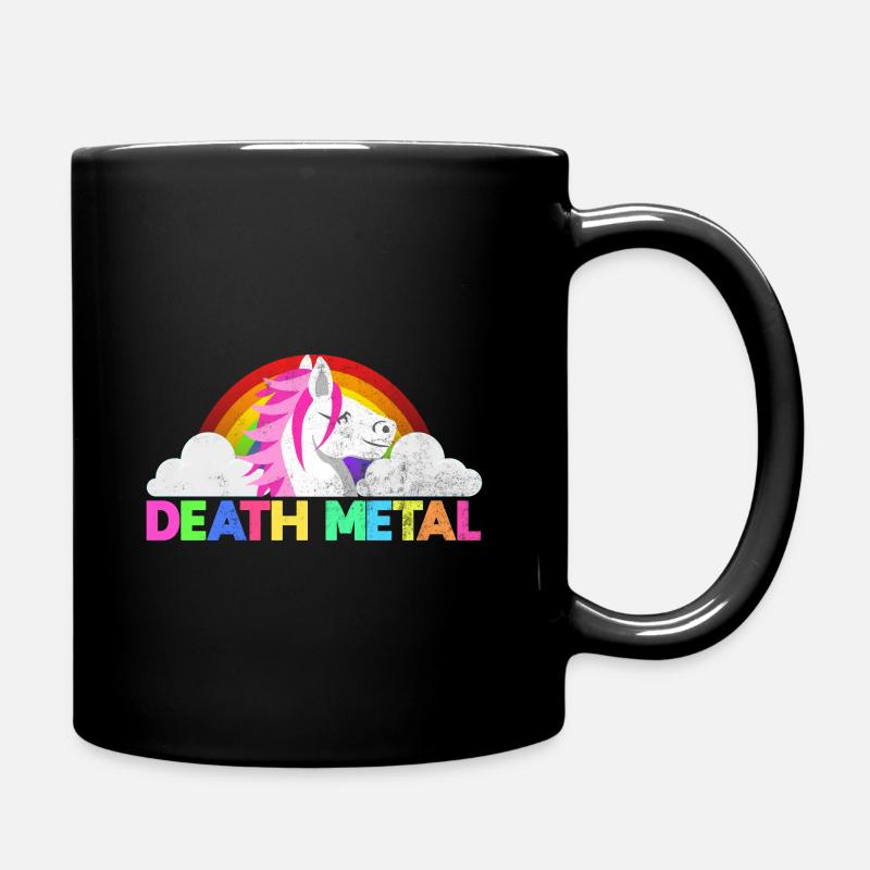 Regenbogen Death Metal Einhorn - Tasse einfarbig - Schwarz