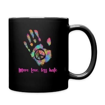 Plus d’amour Moins de haine hippie - Mug uni - noir - Droite