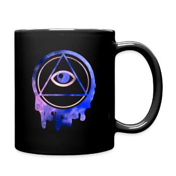 All Seeing Eye Illuminati stars - Full Colour Mug - black - Right