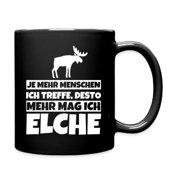 Elch Geschenke lustiger Spruch Elche - Tasse einfarbig - Schwarz - Rechts