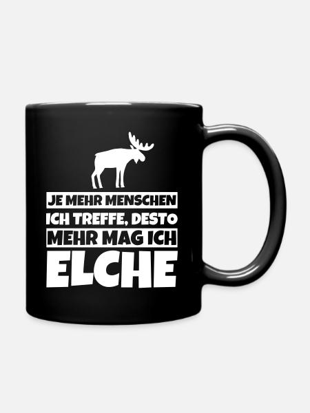 Elch Geschenke lustiger Spruch Elche - Tasse einfarbig - Schwarz