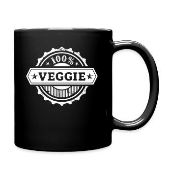 Veggie 100% Vegetarisch Vegan - Tasse einfarbig - Schwarz - Rechts