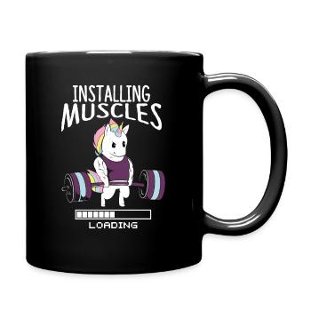 Bodybuilder Einhorn Einhörner Muskel Gym Geschenk - Tasse einfarbig - Schwarz - Rechts