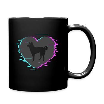 Canaan chien dans le coeur avec look rétro - Mug uni - noir - Droite