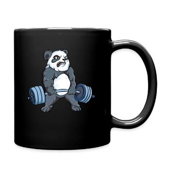 Panda macht Deadlift Bodybuilder Kreuzheben Hantel - Tasse einfarbig - Schwarz - Rechts