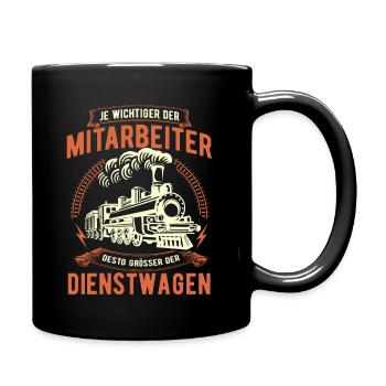 Je wichtiger der Mitarbeiter desto größer der Zug - Tasse einfarbig - Schwarz - Rechts